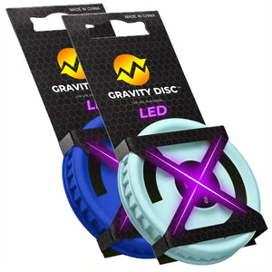 Two Gravity Disc LED toys in packaging with visible branding.