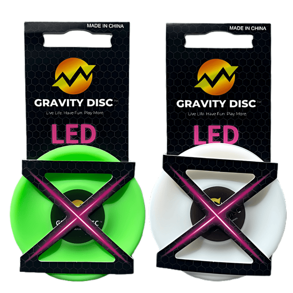 Glow in the dark mini frisbee or flying disc - Gravity Disc leds for active play or outdoor fun at night